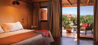 Each room boasts large comfortable beds as well as private terraces, some with views of the Cordillera de la Sal.