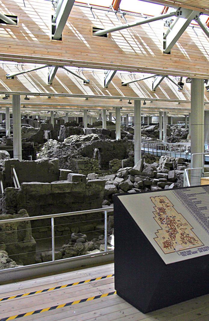 The location Akrotiri The most prominent archaeological site in Santorini is the prehistoric settlement of Akrotiri (meaning promontory).