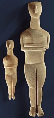 Cycladic Period: 3000 2000 BCE during this period (~3000-2000 BCE), the people there buried their dead with impressive marble idols (the Cyclades had lots of white marble),