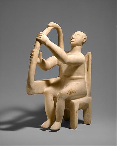 Cycladic Period: 3000 2000 BCE occasionally one finds a male usually in the form of a figure playing a harp; hence they are