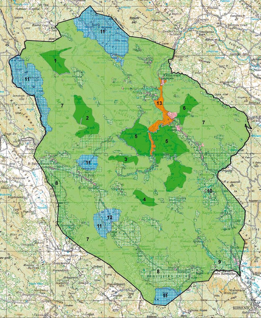 Karta zonacije Nacionalnog parka Plitvička jezera Legenda Granica parka 1a Zona najstrože zaštite 1b Zona vrlo stroge zaštite 2a Zona aktivne zaštite