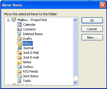 Prebacivanje poruke an drugi način se vrši tako što kliknete desnim klikom na poruku, izaberete opciju Move to Folder, te izaberete folder u koji želite premjestiti poruku.