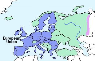 Europe can also be divided according to European Union member states and nonmember states as shown on the map right.