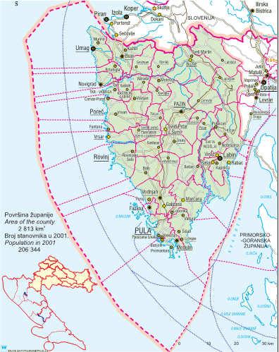 2. PRIRODOSLOVNE OSNOVE ISTARSKE ŽUPANIJE Područje obuhvaćeno Studijom uključuje najveći dio Istarskog poluotoka, odnosno područje Istarske županije (Karta 1). 2.