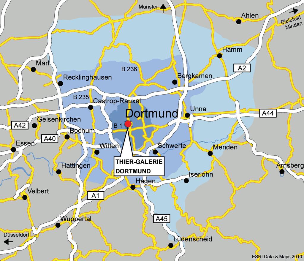 Accessibility / Catchment Area From the surrounding region, Thier-Galerie can be