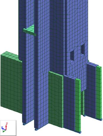 Конструкцијата на водозафатната кула е моделирана со плочести панели со соодветна дебелина, кои ги претставуваат ѕидовите и плочите кои ја формираат кулата.