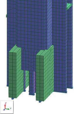 Во горниот дел на кулата моделирана е само долната плоча од машинската куќичка, а влијанието на куќичката врз кулата е земено како рамномерно распределен товар со интензитет