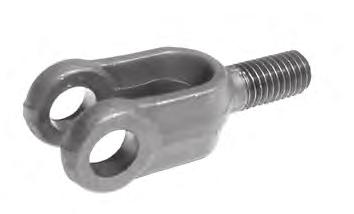 Yokes Threaded Material: C-1021 Forging Thread: 2A-UNC This style yoke is similar to the above except the stem is threaded for attaching to tapped linkage.