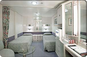 Large Interior Stateroom (151 square feet) Two twin Click on floor plan to view larger. Please note: Stateroom images and features are samples only.