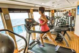 The fitness center affords great views. The elegant dining room, with no assigned seating.