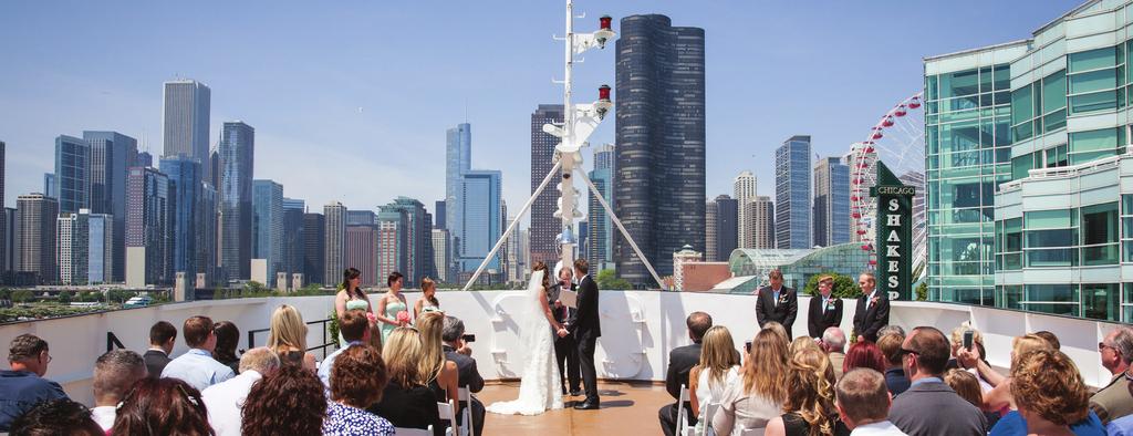 CEREMONY PACKAGE O n e - h o u r p r i va t e p r e - b o a r d d o c k s i d e e ve n t Ceremony Chairs (Lake Michigan Only) Ceremony Music Ceremony Coordinator Sound System & Microphone Tech