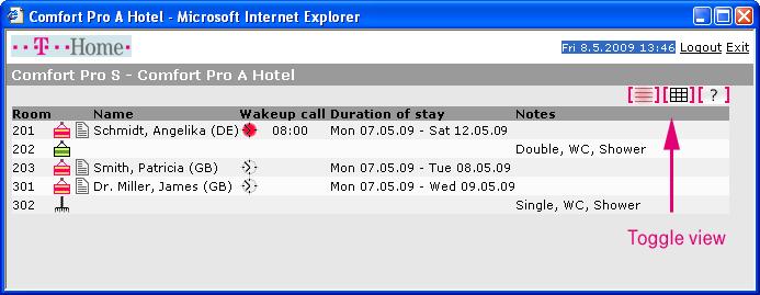 Room Overview Using the Comfort Pro A Hotel Programme Logging out of the Programme If you wish to log-out of the programme (e. g. to have lunch), click on the Log out command.