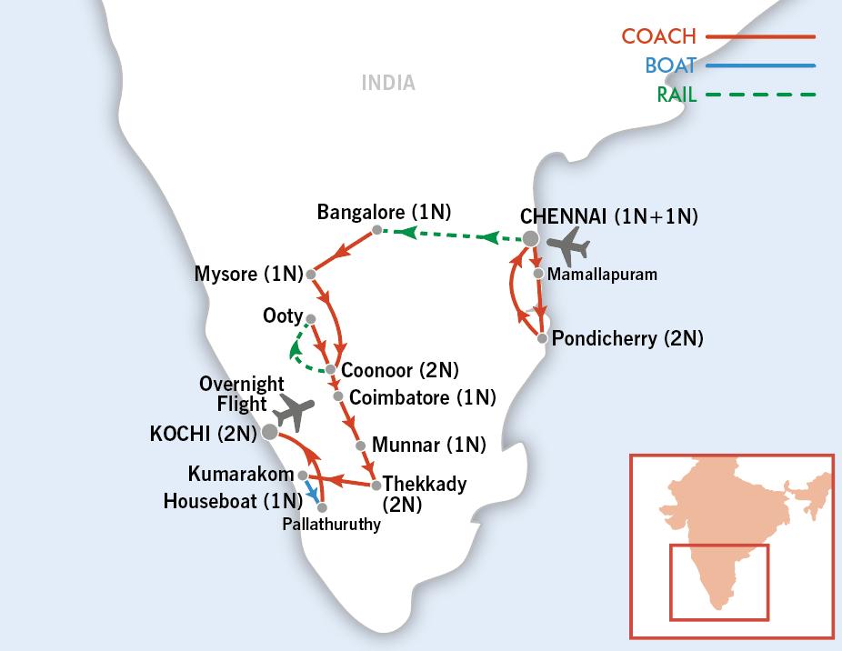 Southern India is very different from the north, providing stark contrasts between spices, food, cultures and climate.