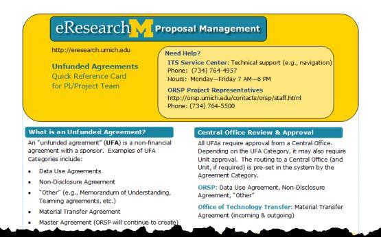 Training Materials Available UFA Quick Reference Card (PI/Project Teams) UFA Review