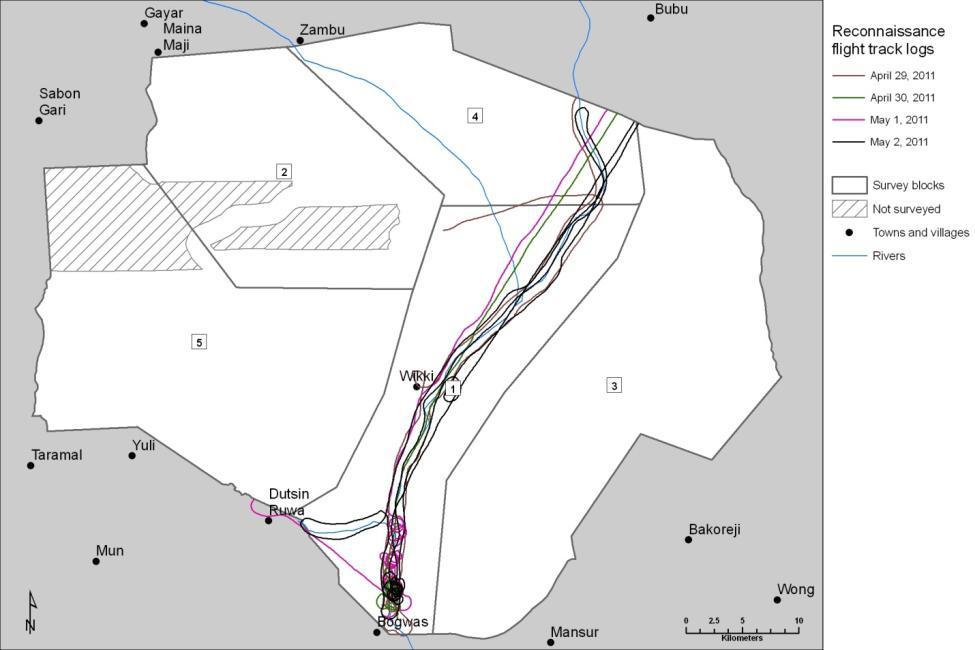 Figure 6. Track logs for reconnaissance flights.