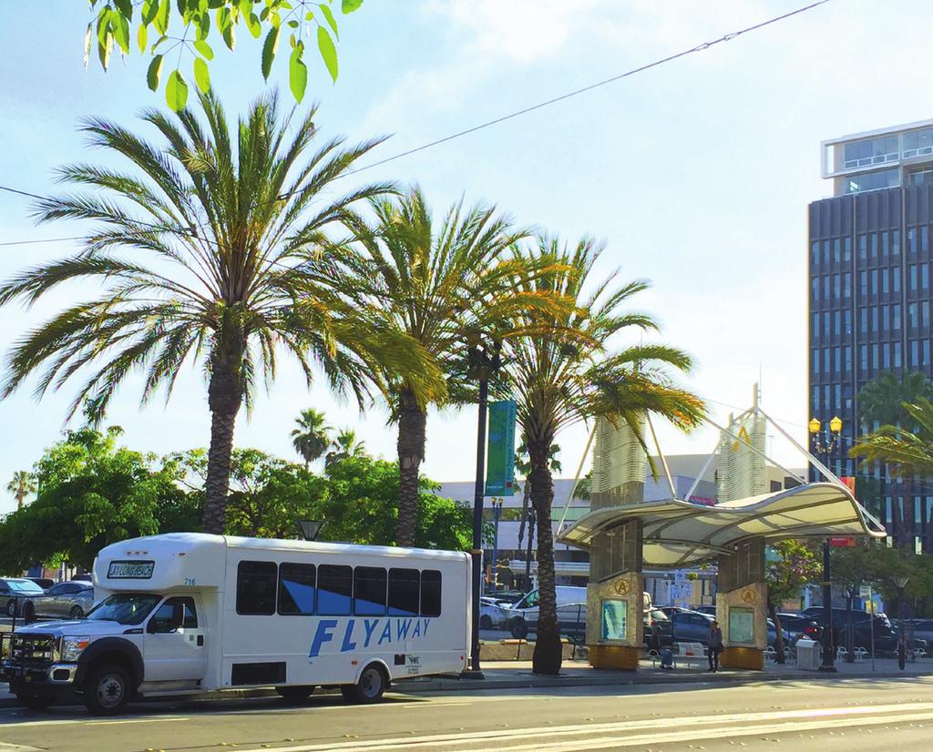 Long Beach Location: The Long Beach FlyAway bus stop is located at the northwest corner of 1st Street and Long Beach Boulevard in the Long Beach Transit Gallery at Shelter A.