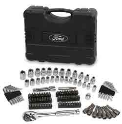 Ford Tools FMCFHT0460 110 PIECE SOCKET SET 1/4 AND 3/8 SAE AND METRIC Set comes in a blow mold carrying/storage case Set contains: The 1/4 Drive items consist of: 7 SAE Sockets - 1/4, 7/32, 3/16,