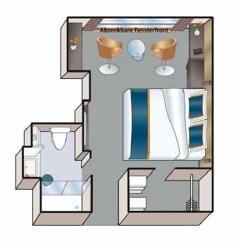 Haydn-Deck 18 Cabins 172 sq ft Fixed Window Cabins (172 or 188 sq ft) Suite (284 sq ft) Reservation Information DEPOSIT & FINAL PAYMENT A deposit of $500 per person is due with reservation form to