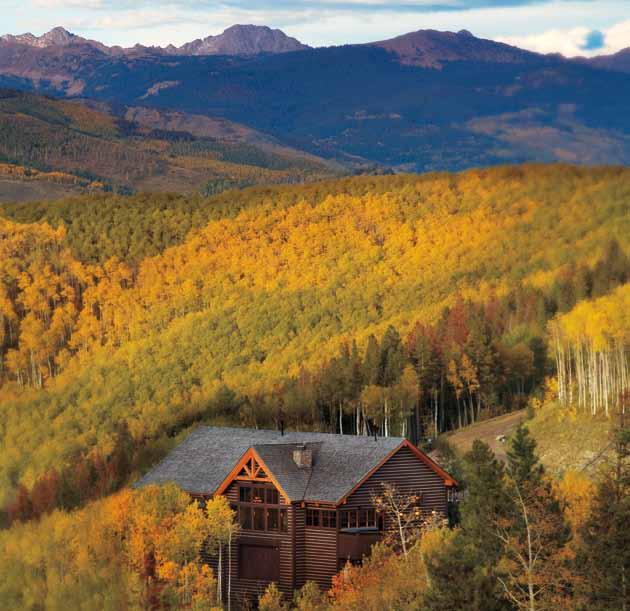 A carpet of aspens, from Allie s Cabin to the Gore Range (left). Wedding vows on the deck (below top).
