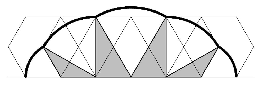 4.6. Kotrljajući n-ugao Kod slučaja sa pravilnim mnogouglom sa n temena, površina izmeďu jednog svoda krive i prave sastoji se od n-2 trouglova i n-1 kruţnih isečaka sa uglom od radijana, što je