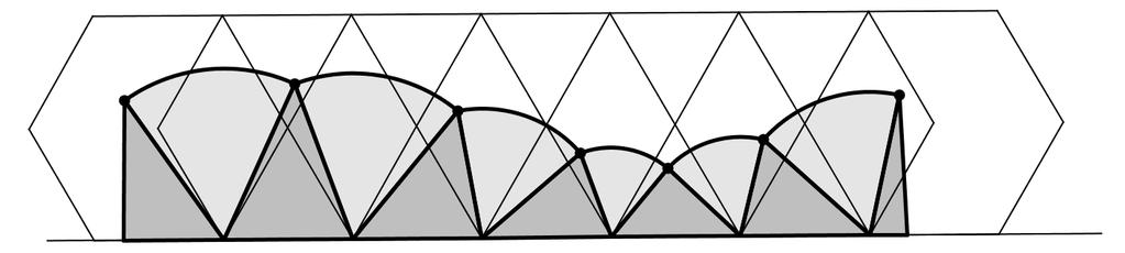 Slika 45. Skraćeni ciklogon Ako je tačka koja ostavlja trag izvan pravilnog mnogougla, onda ćemo dobiti produženi ciklogon. Slika 46.