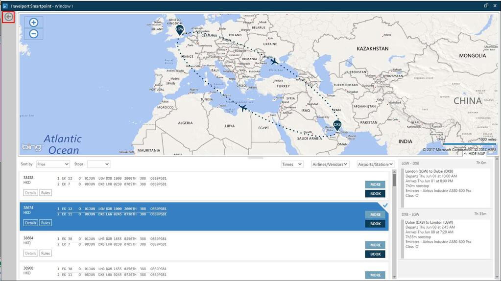 Map icon will show you the route map of flights with FS options to view