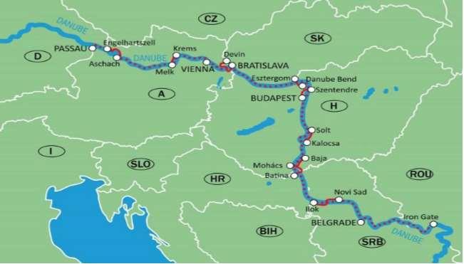 Route Technical Characteristics: Tour Profile: Level 1+2: The route mainly follows the Eurovelo 6 cycle path; in A/SK/H it runs on asphalted paths over flat terrain; in HR/SRB country roads with