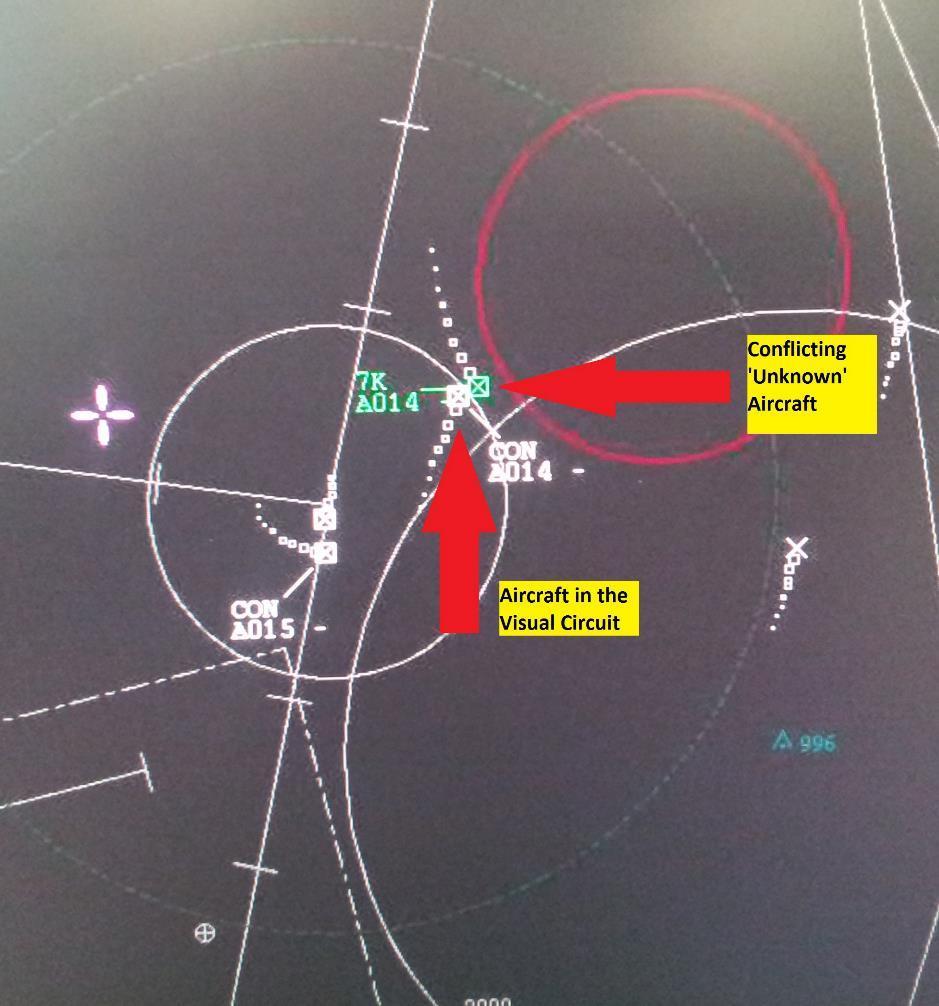 Figure 3 - ATC Radar Display Screen Showing AIRPROX Between Two Aircraft This situation was analysed by the UK AIRPROX Board (Report Number 2014065) [Reference 5].