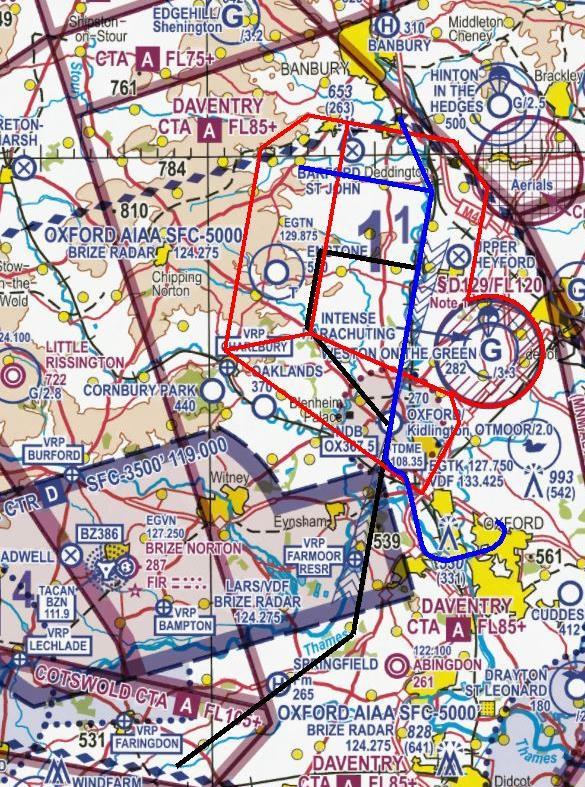 OX CTA 1 2,000 4,000 ft OX CTR 1 SFC 4,000 ft Proposed Rwy 19 RNAV procedure OX CTR 2 SFC 6,000 ft Boundaries of proposed Brize Norton Airspace Proposed Rwy 01 RNAV procedure Figure 21 - Proposed
