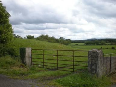 There is a small house to the east and farm buildings to the north; the land beyond this is pasture and arable land. The field within which the site is located is wet and stony.