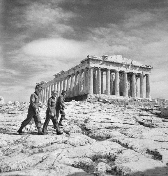 Left: Anzacs on the Acropolis of Athens, April 1941 (AWM 006795).