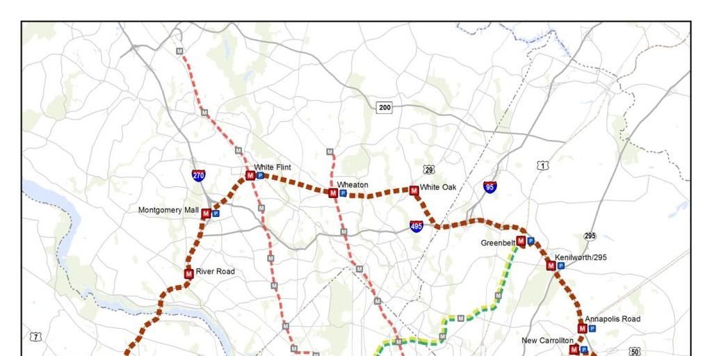 Metrorail Beltway Line Full loop around Capital Beltway Connects to existing Metrorail stations at: