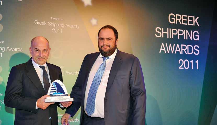 Achievements Emanuele Grimaldi receives Lloyd s List Greek Shipping Award Emanuele Grimaldi, Managing Director of the Grimaldi Group, awarded by Evangelos Marinakis, Capital Ship Management Corp.