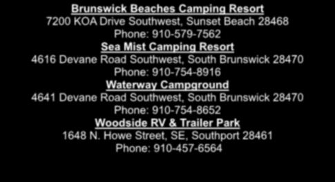 Phone: 910-754-8916 Waterway Campground 4641 Devane Road Southwest, South Brunswick 28470