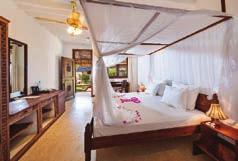 There are just nine rooms, charmingly decorated in true Zanzibari style, each with its own unique de cor, local antique pieces of furniture, magical beds, Persian rugs and colourful silks.