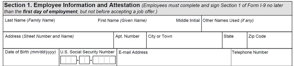 Section 1: Employee Information To be completed by EMPLOYEE.