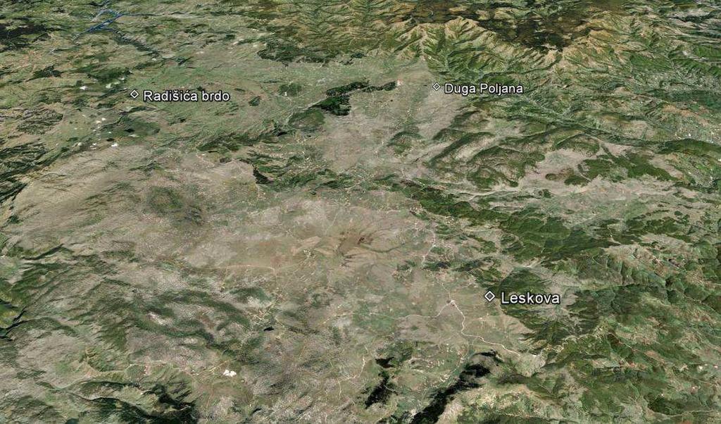 Slika 5.0: Satelitski (Google) snimak terena sa naznačenim pozicijama mernih stubova 5.4.