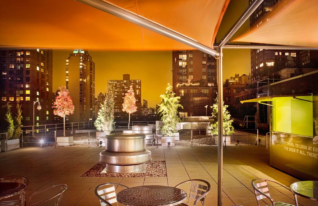 Rooftop Terrace The Rooftop Terrace can accommodate up to 74 people. This space offers amazing views of the Upper East Side skyline.