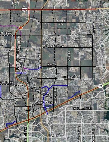 Proximity to Major Highways & Interchanges SH121-6 lane divided Dallas North Tollway - 6 lane divided Preston Road - 6 lane divided US380-5 lanes continuous Northern Border: US380 Interchanges with