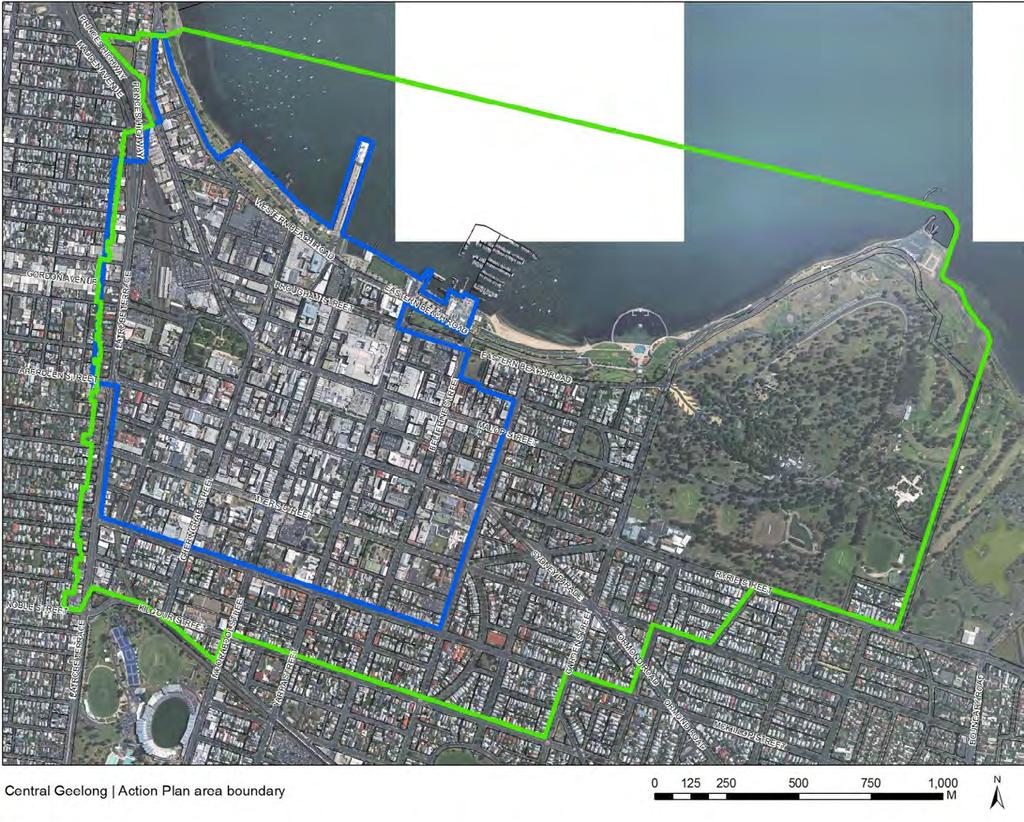 1.3 Action Plan area The Action Plan focuses on the predominantly commercial zoned areas of Central Geelong bounded by Corio Bay, Latrobe Terrace, McKillop and Bellarine