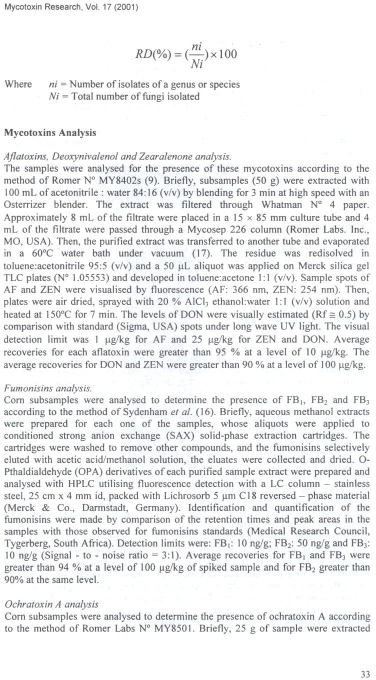 Mycotoxin Research, Vol. 17 (2001) Where m.