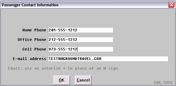 Modify passenger contact information by selecting the PASSENGER INFO button.