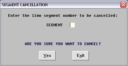 Enter the number of the segment you wish to cancel. You must end the record to send the cancellation request to GT3. You can only cancel a GT3 segment using this feature.