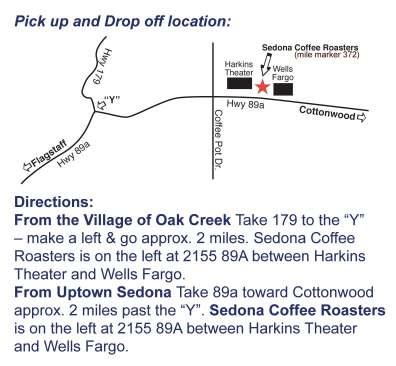 Sedona Directions to our meeting location at the Sedona Coffee Roasters in Sedona: Sedona Coffee Roasters 2155 W.