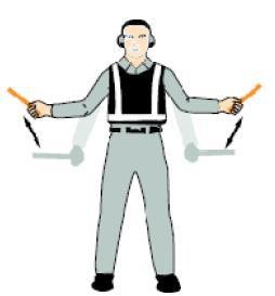 Extend arm with wand forward of body at shoulder level; move hand and wand to top of left shoulder and draw wand to top of right