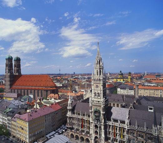 In the heart of the city is the Marienplatz, a large open square named after the Marian column in its center.