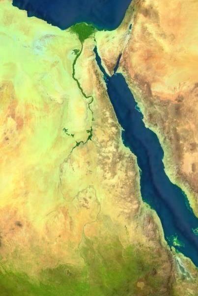 Egyptian life centered around the Nile River. Seasonal floods provide rich plains on the river banks to cultivate produce. The Nile begins in the East African highlands of Uganda and Ethiopia.