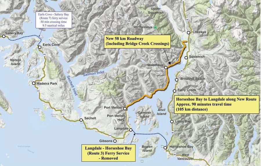 S CENARIO D EVELOPMENT (ROAD & B RIDGE L INKS) 4.4 Langdale Road Link This scenario connects Port Mellon to Highway 99 (Squamish) with a new coastal road.