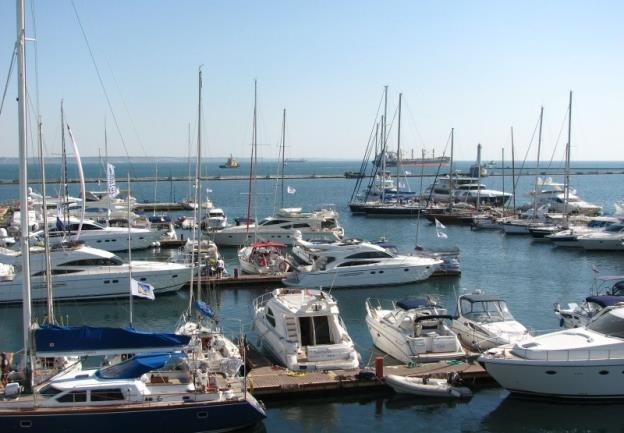 showers, storehouses for yacht equipment and winter berth of yachts, parking lot, a center for