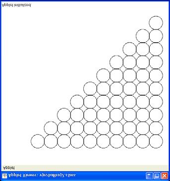 Zadatak broj 11 Napisati program koji ce animirati crtanje pravouglog trougla pomoću krugova (čije su dimenzije 40 puta 40 piksela), na način koji je dat na slici (hipotenuza kao i katete trougla